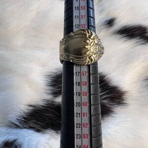 Gold Spoon Ring with Intricate Design